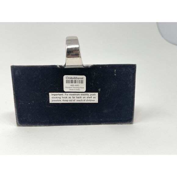 CRATE & BARREL Silver Tone Chrome REINDEER Stocking Holder Hook Christmas - Picture 5 of 6